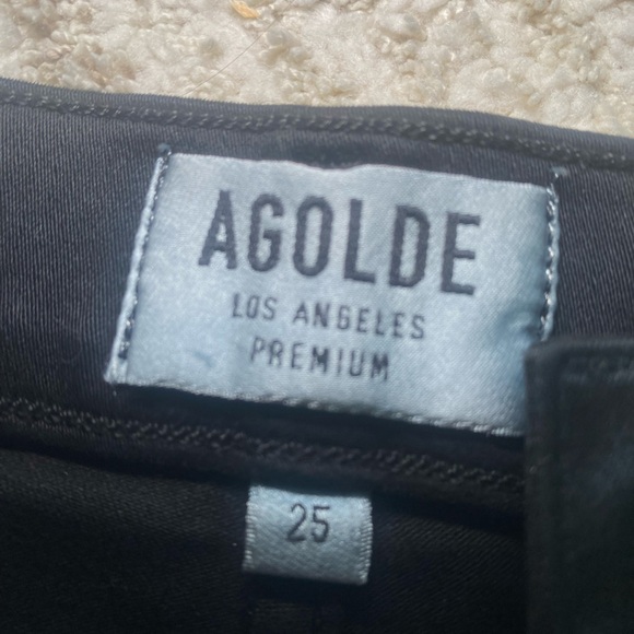 AGOLDE Black Coated Denim Mini Skirt Size 25 – Faux Leather Look - Picture 3 of 7